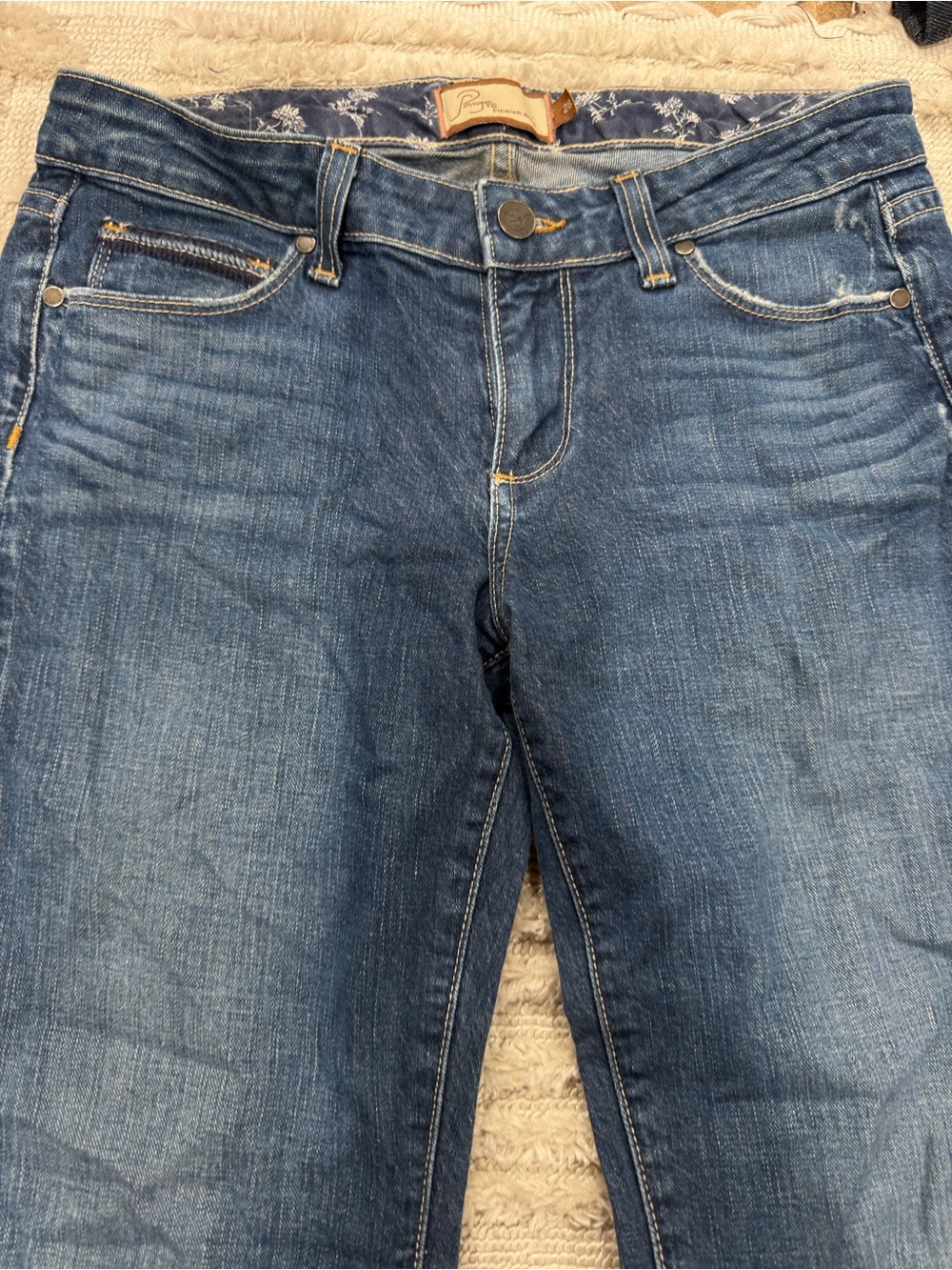 PAIGE Blue Flare Jeans in Washed Indigo - Picture 2 of 8